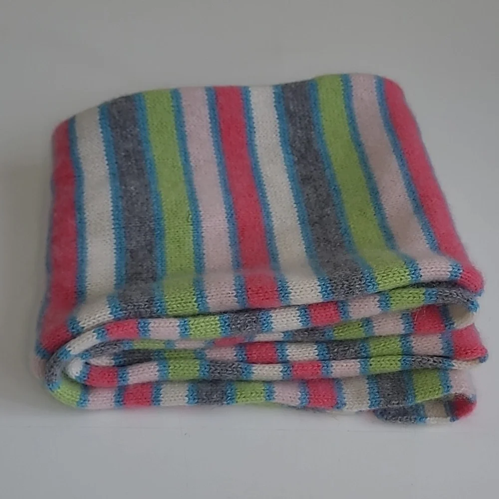 Geneva 100% Cashmere Striped Pastel Scarf Womens